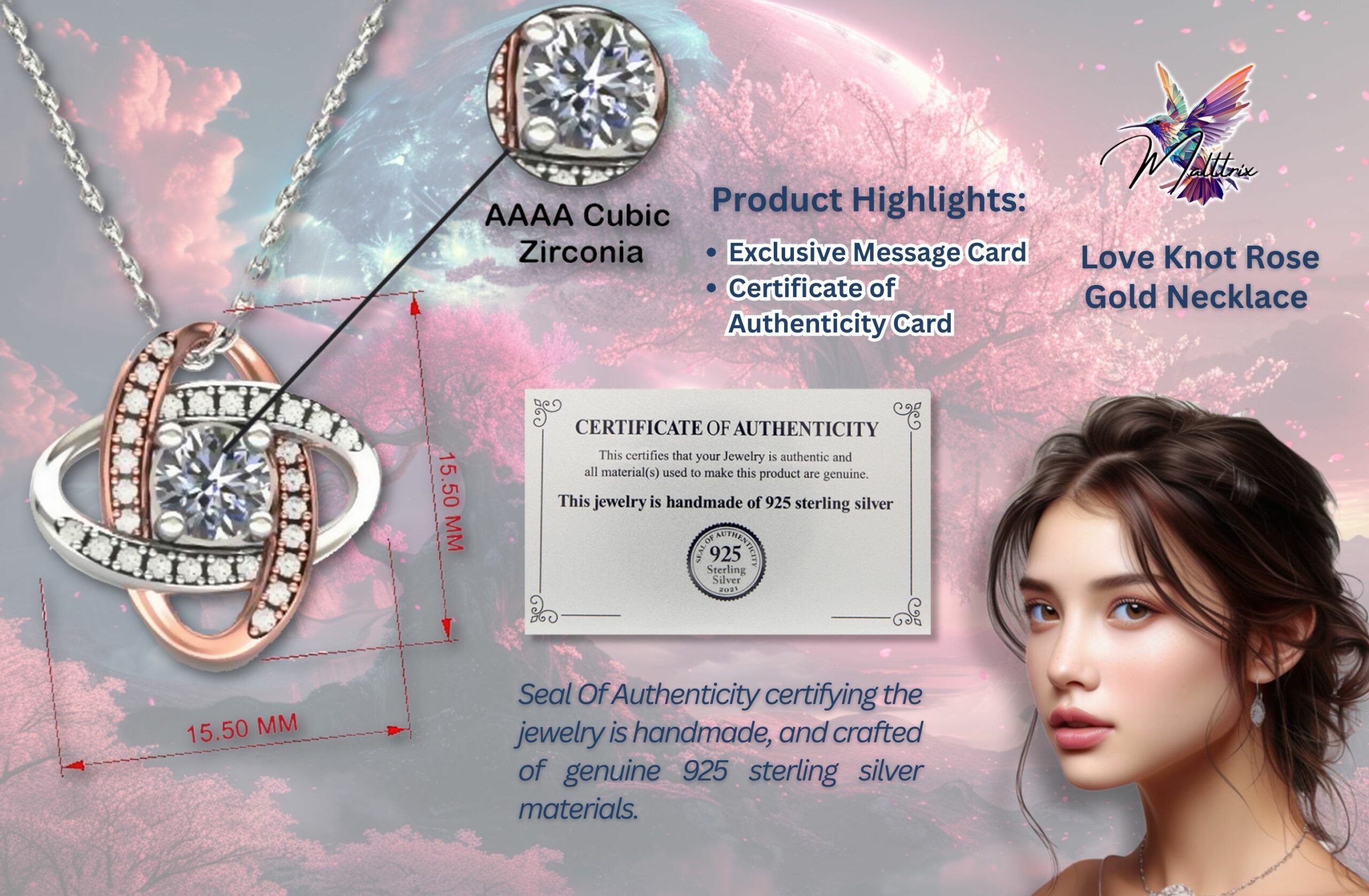 Love Knot Rose Gold Necklace